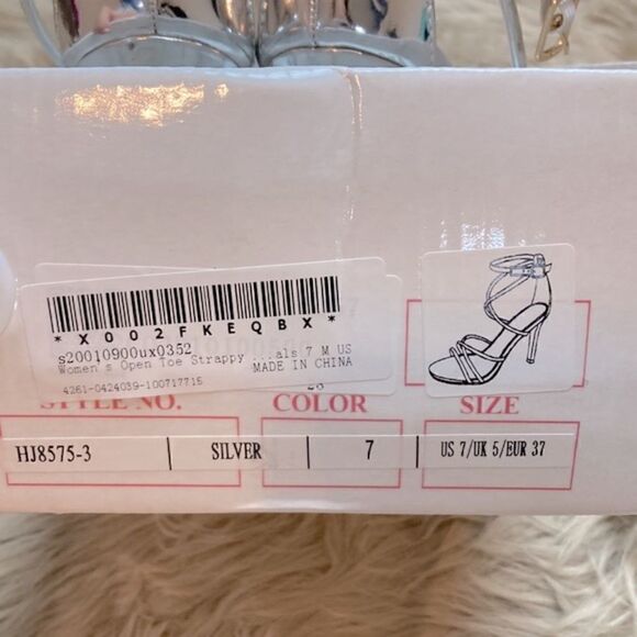 Allegra K Silver Open Toe Ankle Strappy Stiletto Heel Sandals Holiday Party Shoe - Picture 10 of 15